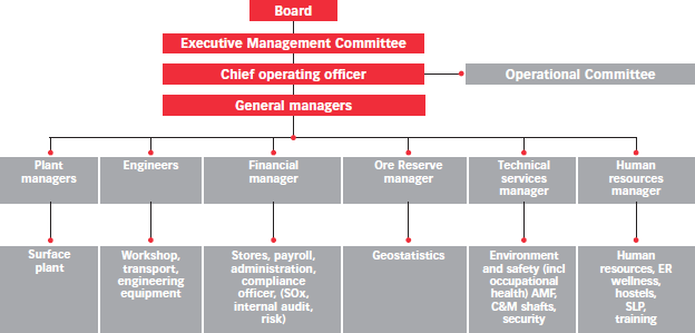 Harmony’s existing operational reporting structure